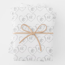 Custom Silver Wedding Bridge and Groom Heart Charm Geschenkpapier Set