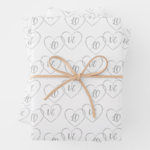 Custom Silver Wedding Bridge and Groom Heart Charm Geschenkpapier Set