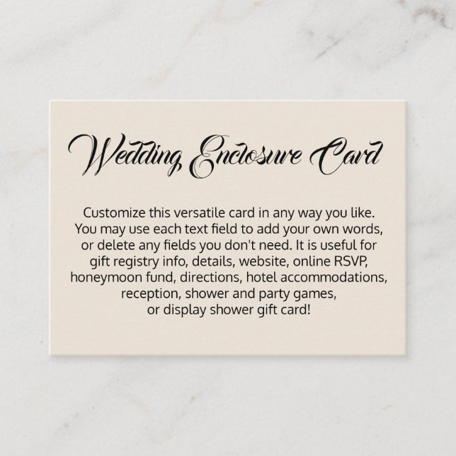Custom, Simple DIY Versatile Cream Wedding Begleitkarte (Vorderseite)