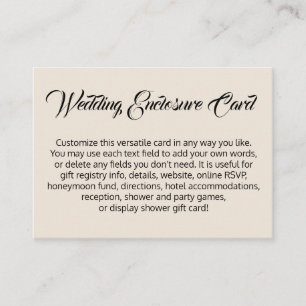 Custom, Simple DIY Versatile Cream Wedding Begleitkarte