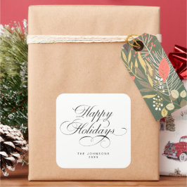 Custom Simple Elegant Script Christmas Holiday Quadratischer Aufkleber