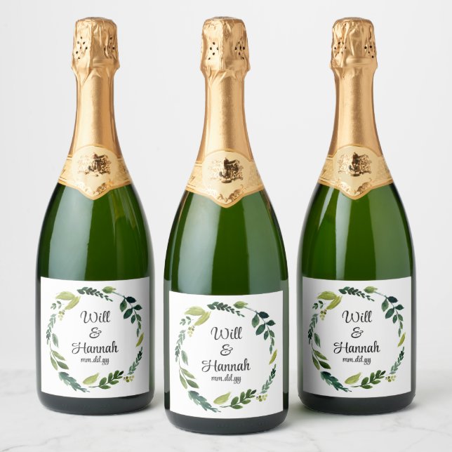Custom Simple Greenery Wedding Reception Champagne (Flaschen)