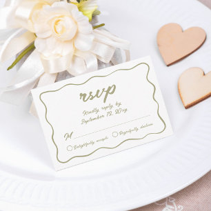 Custom Simple Hand Writing Olive Green Wedding RSVP Karte