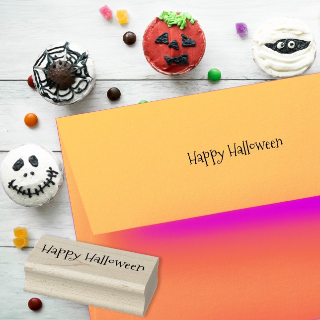 Custom Simple Happy Halloween Grußwort Gummistempel (Custom Simple Happy Halloween Greetings Fun Script Rubber Stamp)