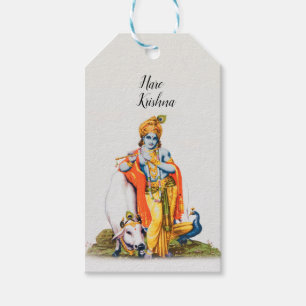 Custom Simple Lord Krishna mit Cow Gift Label Geschenkanhänger
