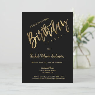 Custom Simple Minimalistisch Black Birthday Party Einladung