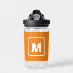 Custom Simple Orange Monogram Name Kids School Trinkflasche