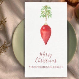 Custom Simple Red Watercolor Grüne Weihnachten Serviette