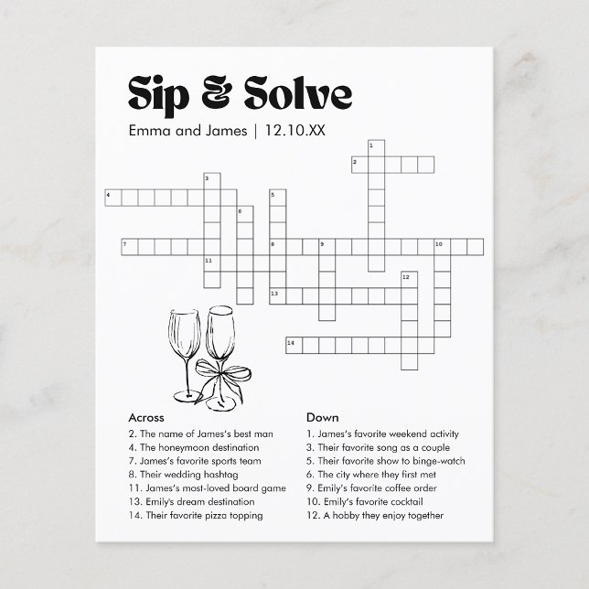 Custom Sip and Solve Wedding Crossword (Von Creator hochgeladen)