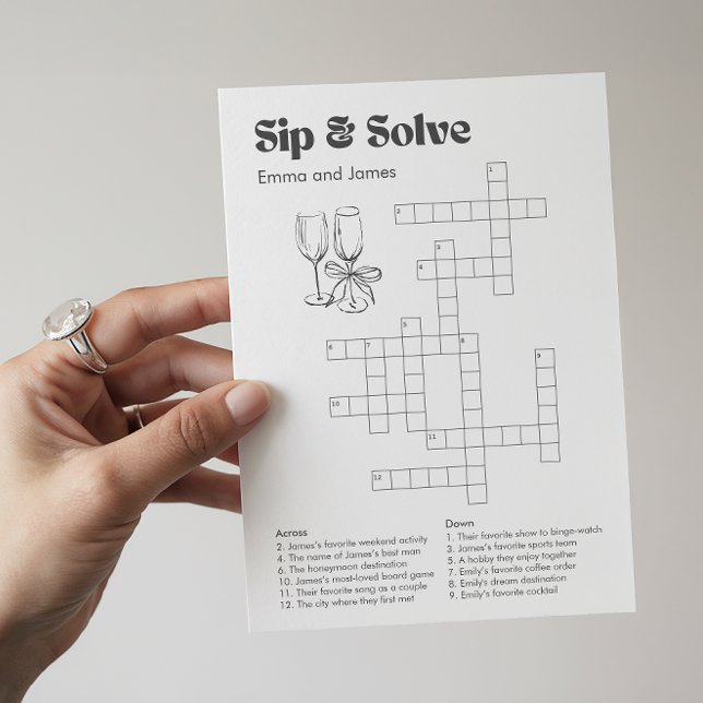 Custom Sip and Solve Wedding Crossword Einladung (Von Creator hochgeladen)