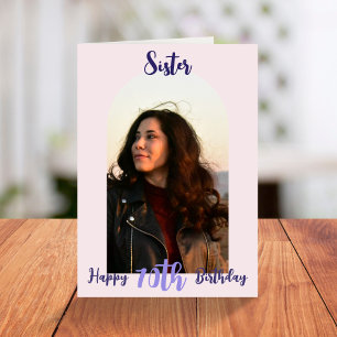 Custom Sister 70. Geburtstag Pink Foto Arch Karte