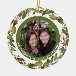 Custom Sister ist ein ewiger Freund Foto Weihnacht Keramik Ornament