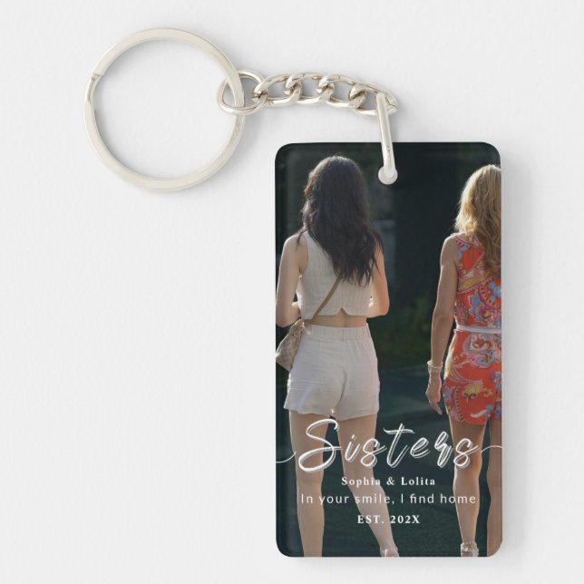 Custom Sisters Photo Keychain – Gift for Her Schlüsselanhänger (Vorderseite)