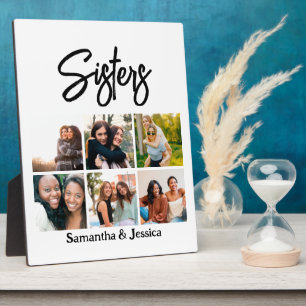 Custom Sisters Script 6 Photo Collage Fotoplatte