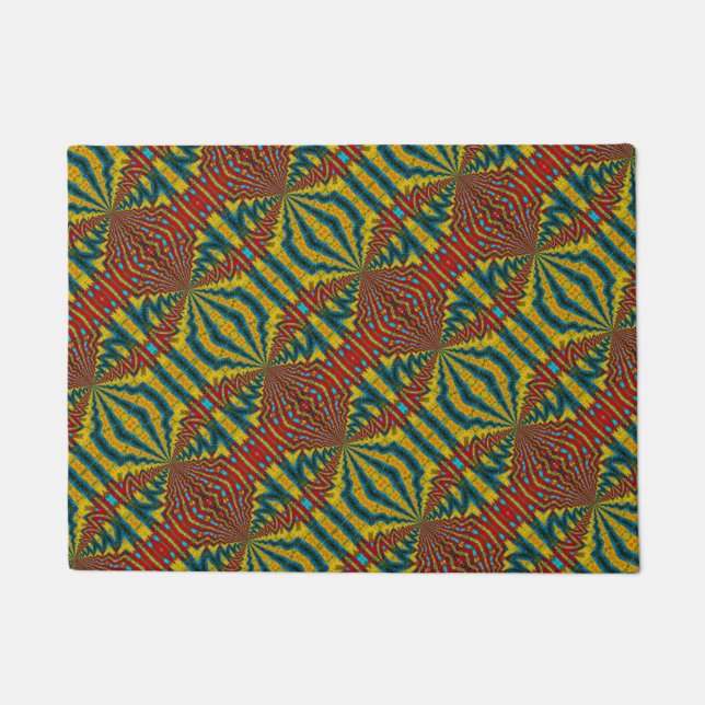 Custom Size Red Blue Yellow Modern Tribal Dog Mat Fußmatte (Vorderseite)