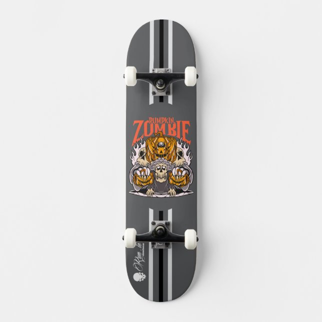 Custom Skateboard Deck - "Pumpkin Zombie"  (Vorderseite)