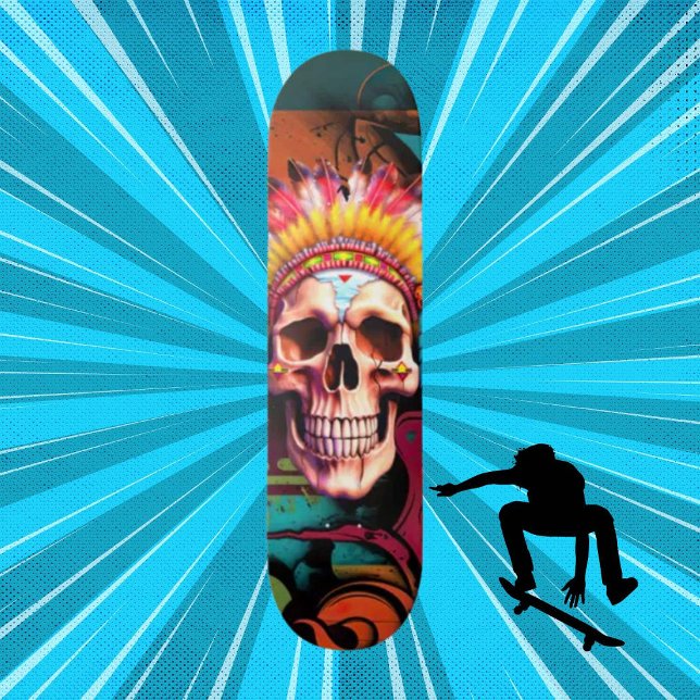 Custom Skateboard Graffiti Native American Skull (Original and best online Zazzle skateboard shop- Urban Warrior)