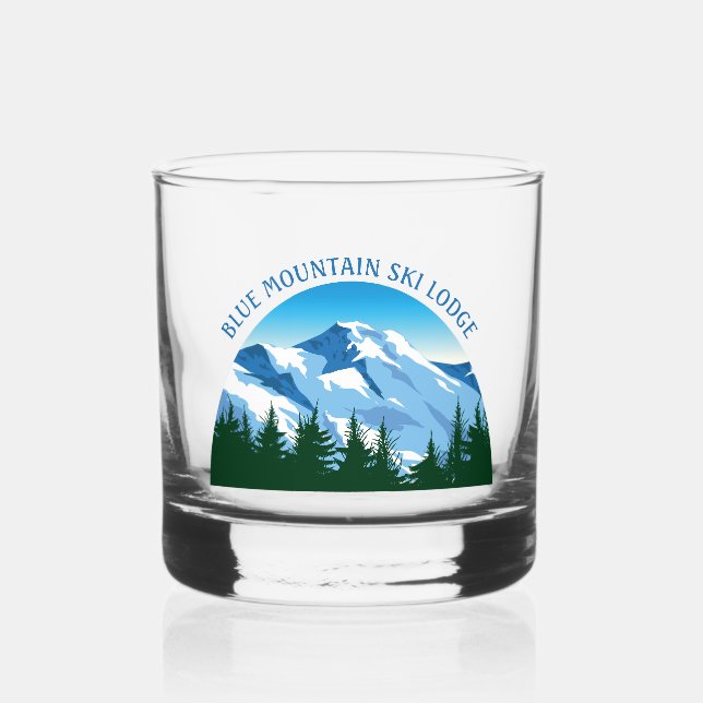 Custom Ski Lodge Winter Resort Snowy Mountain Whiskyglas (Vorderseite)
