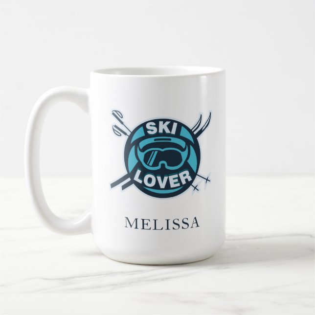 Custom Ski Lover Snow Sports Name Kaffeetasse (Links)
