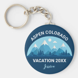 Custom Ski Town Colorado Mountain Vacation Blue Schlüsselanhänger