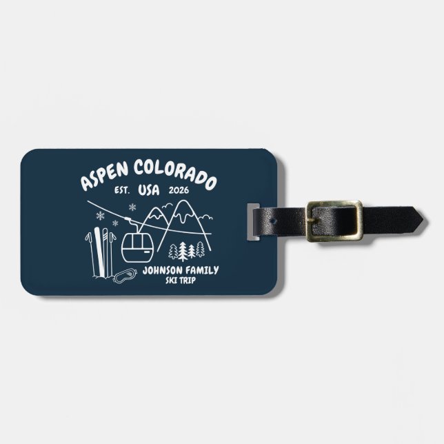 Custom Ski Trip Family Friends Group Matching Gepäckanhänger (Vorderseite horizontal)