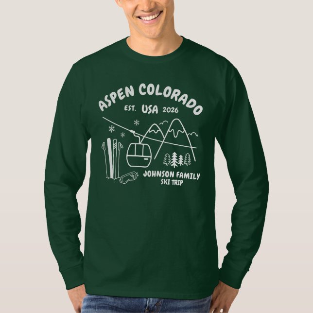 Custom Ski Trip Family Friends Group Matching T-Shirt (Vorderseite)