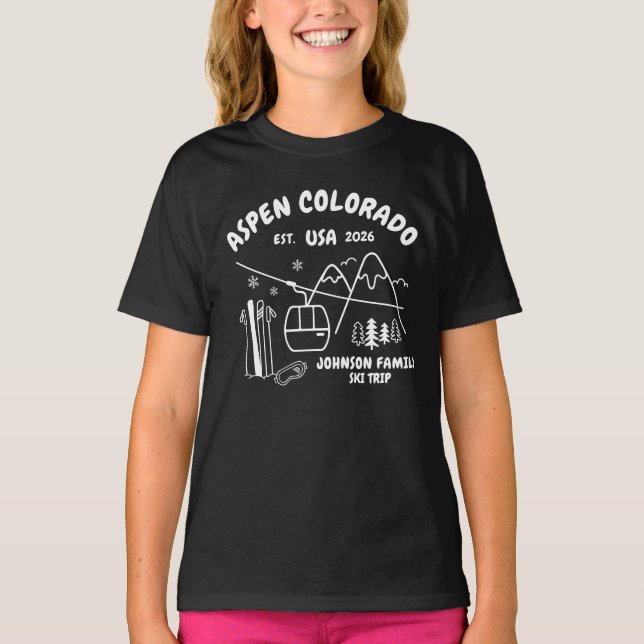 Custom Ski Trip Family Friends Group Matching T-Shirt (Vorderseite)