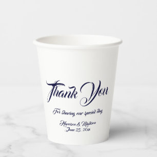 Custom Skript Marine blau weiß danke Ihnen Hochzei Pappbecher