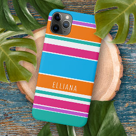 Custom Sky Blue Hot Pink Orange White Stripes Case-Mate iPhone Hülle