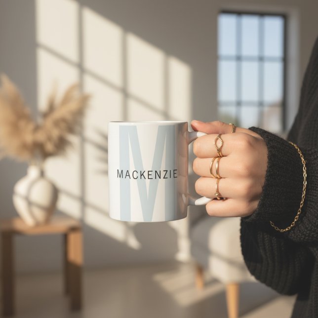 Custom Sky Blue Monogram Mug Gift for Aunt & Women Kaffeetasse (Personalized Name Monogrammed Mug – Birthday, Christmas & Graduation Gift for Her, Aunts, and Moms)