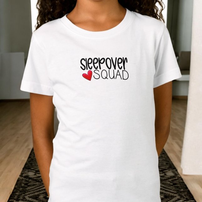 Custom Sleepover Squad Heart Party Favor  T-Shirt (Von Creator hochgeladen)