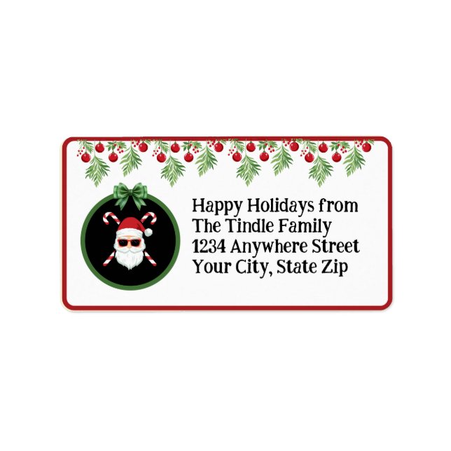 Custom "Sleighin' in Style!" Santa Holiday Mailing Adressaufkleber (Vorne)