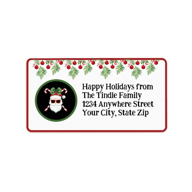 Custom "Sleighin' in Style!" Santa Holiday Mailing Adressaufkleber (Vorne)