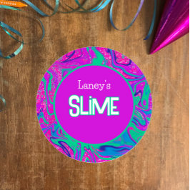Custom Slime Label, Cooles Groovy Slime Party Runder Aufkleber