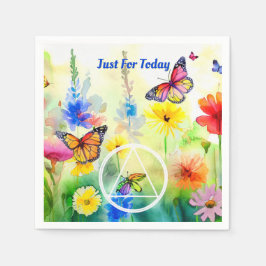 CUSTOM Slogan AA Symbol Butterflies and Flowers Serviette