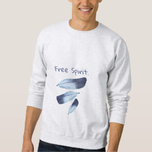 Custom Slogan Tribal Blue Feathers with Dew Drops Sweatshirt