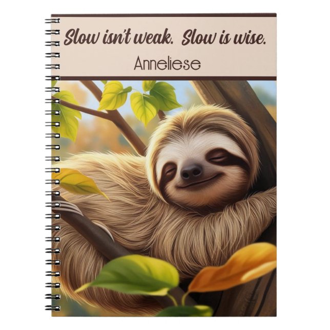 Custom Sloth Baby Sleeping in Tree Zitat Notizblock (Vorderseite)