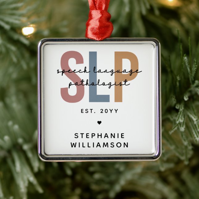 Custom SLP Speech Language Pathologe Ornament Aus Metall (Baum)