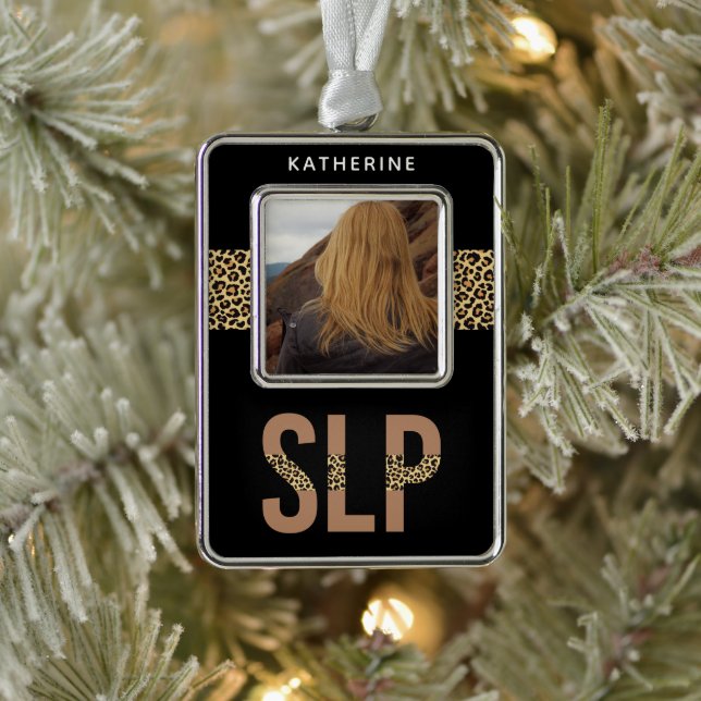 Custom SLP Speech Pathologe Foto Rahmen-Ornament Silber (Baum)