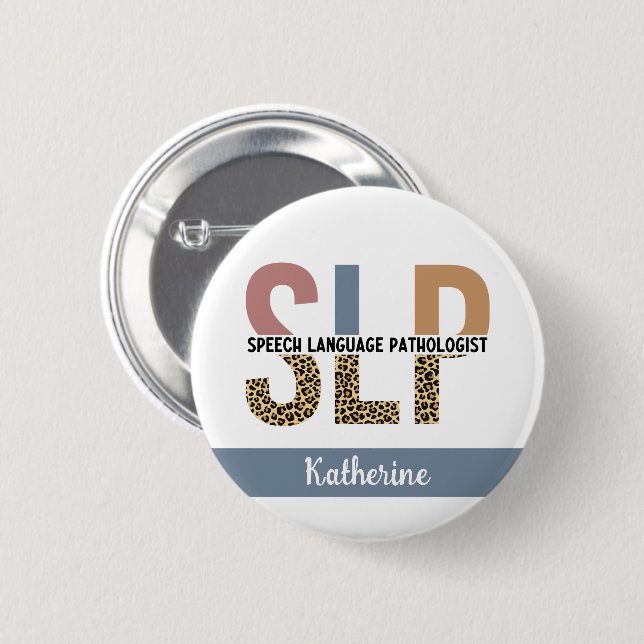 Custom SLP Speech Pathologe Leopard Print Button (Vorne & Hinten)