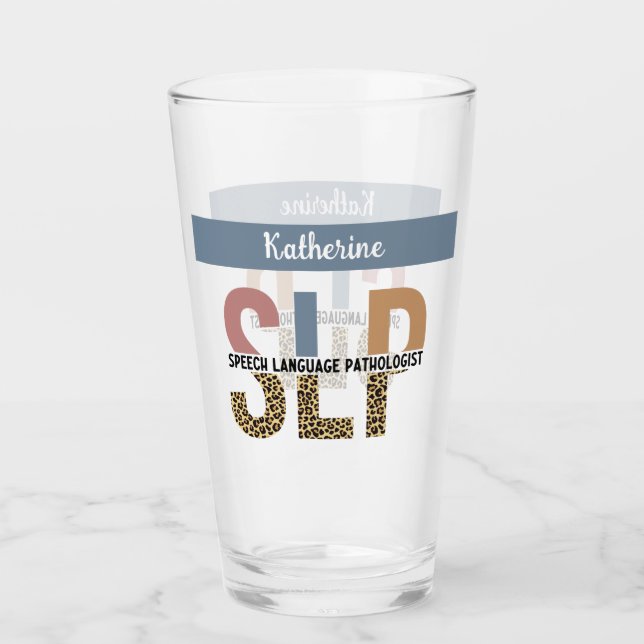 Custom SLP Speech Pathologe Leopard Print Glas (Vorderseite)