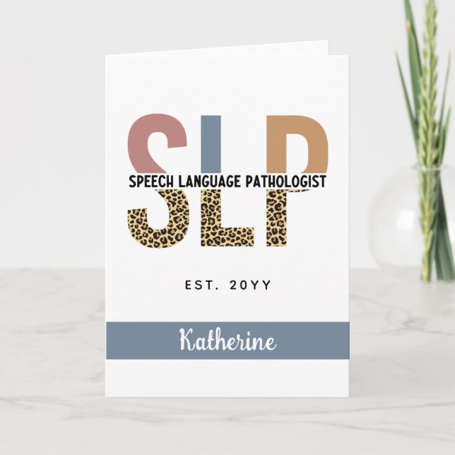 Custom SLP Speech Pathologe Leopard Print Karte (Vorderseite)