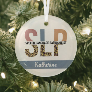 Custom SLP Speech Pathologe Leopard Print Ornament Aus Glas