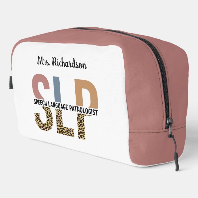Custom SLP Speech Pathologe Leopard Print Waschbeutel (Rechte Ecke)
