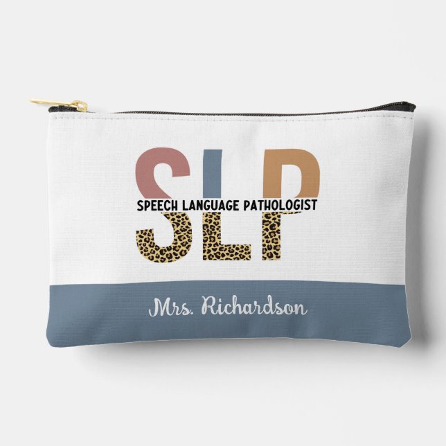 Custom SLP Speech Pathologe Leopard Print Zubehörtasche (Vorderseite)