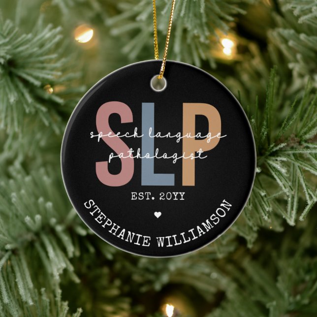 Custom SLP Speech Pathologist Speech Therapist Keramik Ornament (Baum)