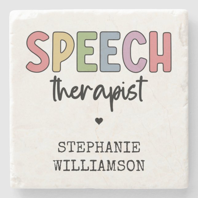 Custom SLP Speech Pathologist Speech Therapist Steinuntersetzer (Vorderseite)