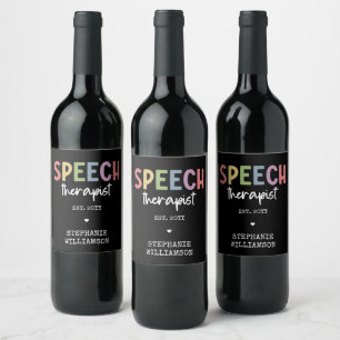 Custom SLP Speech Pathologist Speech Therapist Weinetikett