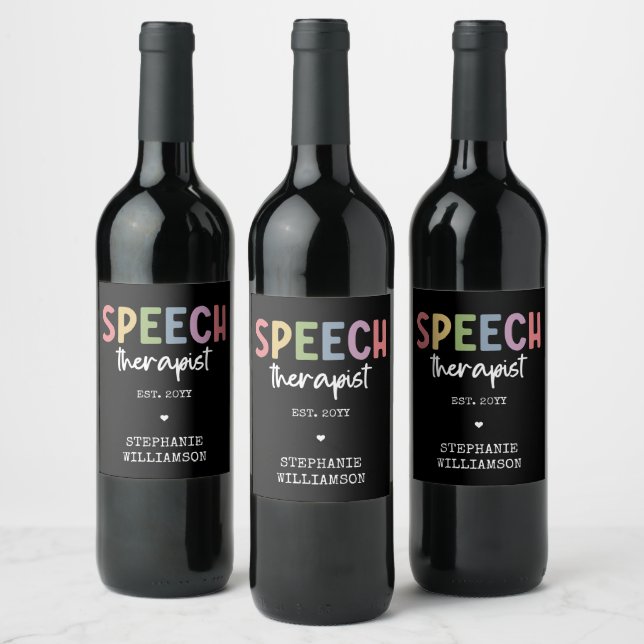 Custom SLP Speech Pathologist Speech Therapist Weinetikett (Flaschen)