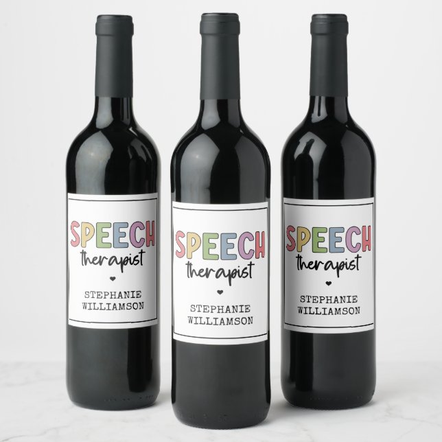 Custom SLP Speech Pathologist Speech Therapist Weinetikett (Flaschen)
